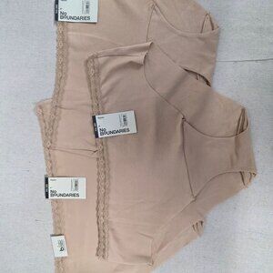 No Boundaries Hipster Panties Womens XXL 3 Pack Beige Lace Trim Cotton Laser Cut